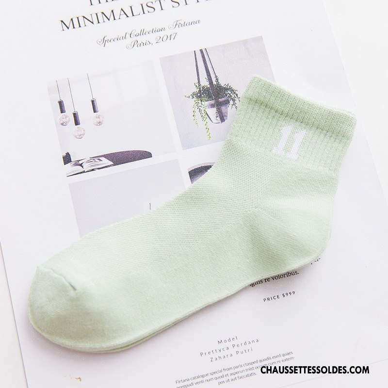 Chaussettes Mi Hautes Femme Respirant Milieu Engrener 100% Coton L'automne Hiver Pure Bleu