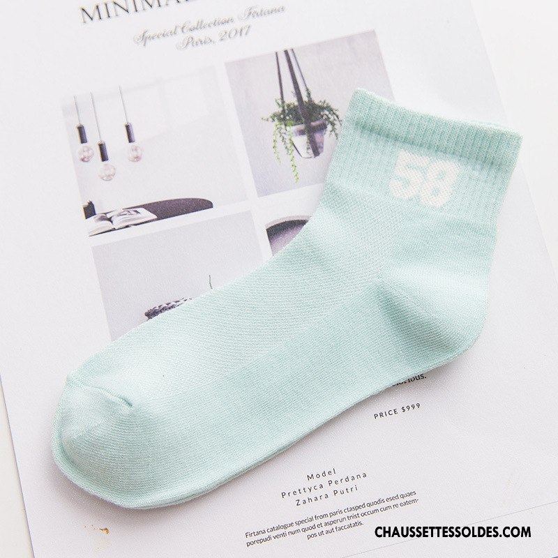 Chaussettes Mi Hautes Femme Respirant Milieu Engrener 100% Coton L'automne Hiver Pure Bleu