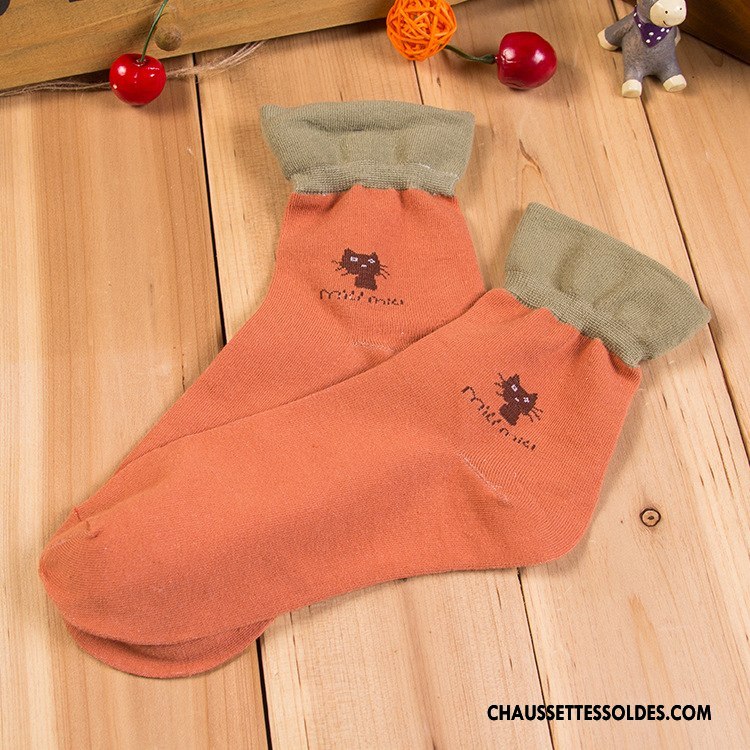 Chaussettes Mi Hautes Femme Respirant Modèle Dame Le Nouveau Chat Chaussettes En Coton Rose