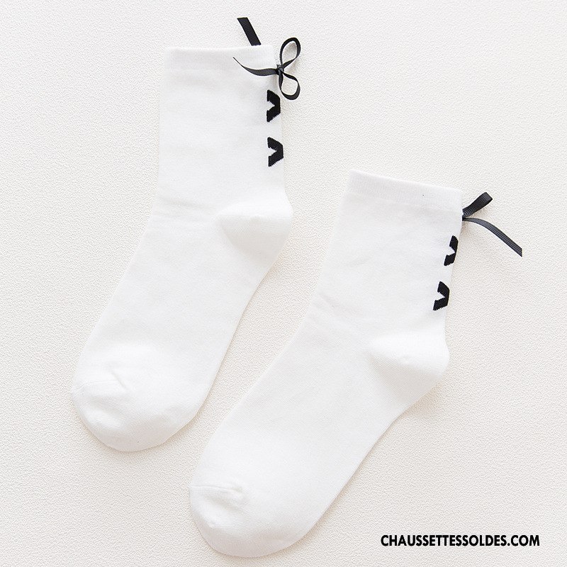 Chaussettes Mi Hautes Femme Rétro Frais Milieu Nouvelles Arrivées Élève Papillon Blanc