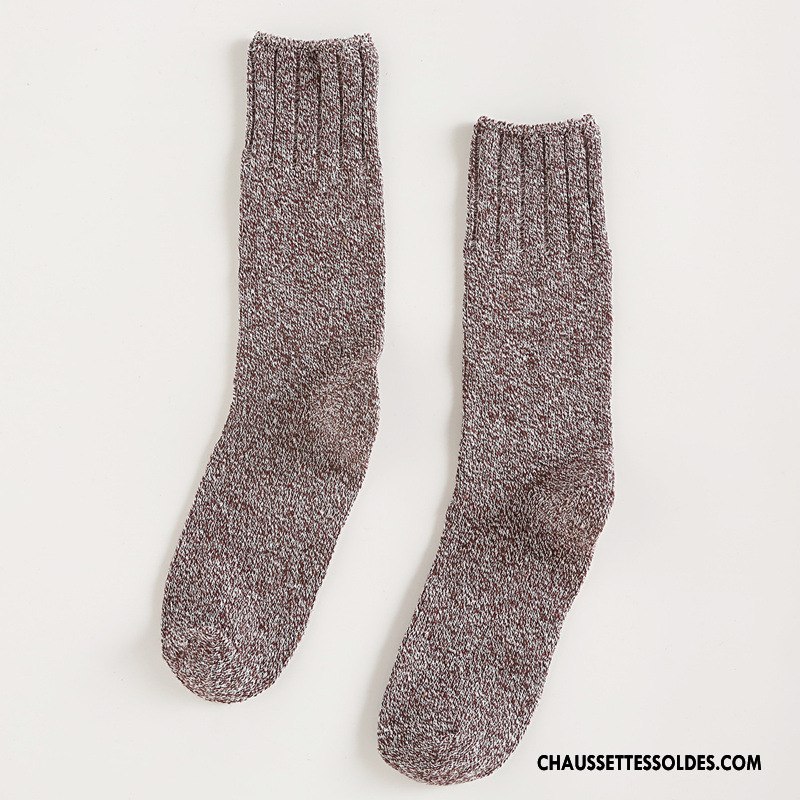 Chaussettes Mi Hautes Femme Rétro Hiver Bambou Nouvelles Arrivées Yarn Vent D'université Bordeaux