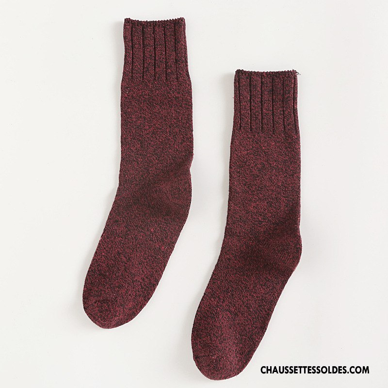 Chaussettes Mi Hautes Femme Rétro Hiver Bambou Nouvelles Arrivées Yarn Vent D'université Bordeaux