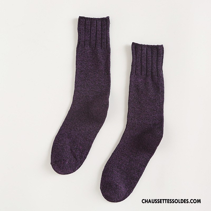 Chaussettes Mi Hautes Femme Rétro Hiver Bambou Nouvelles Arrivées Yarn Vent D'université Bordeaux