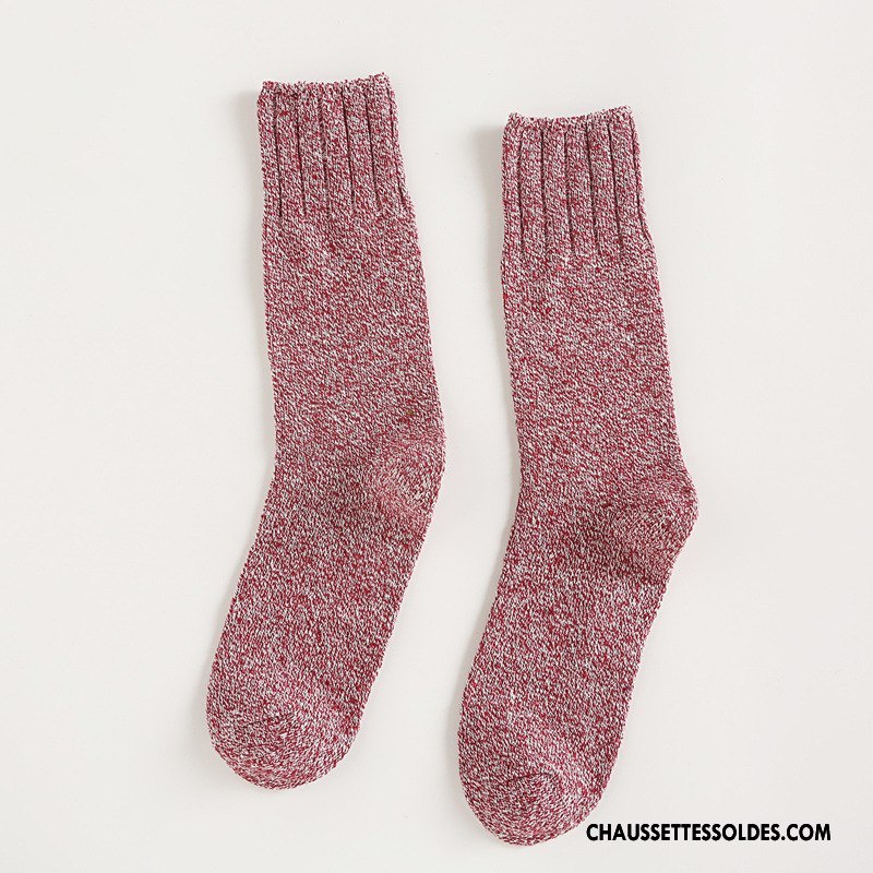 Chaussettes Mi Hautes Femme Rétro Hiver Bambou Nouvelles Arrivées Yarn Vent D'université Bordeaux