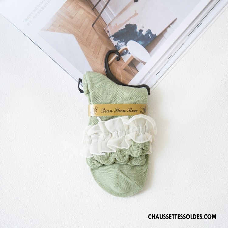 Chaussettes Mi Hautes Femme Soie Chaussette Courte Dentelle Chaussettes En Coton Dame Princesse Jaune
