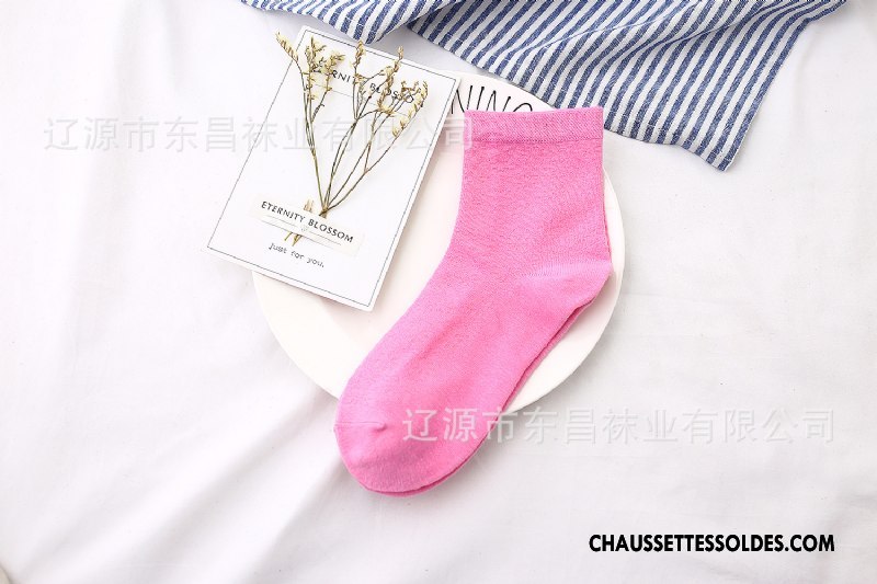 Chaussettes Mi Hautes Femme Style Chaud Chaussettes En Coton Coton Bio Fleurs Milieu Couleurs De Bonbons Rose