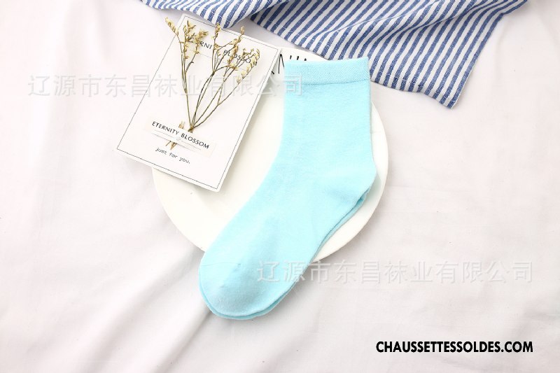 Chaussettes Mi Hautes Femme Style Chaud Chaussettes En Coton Coton Bio Fleurs Milieu Couleurs De Bonbons Rose