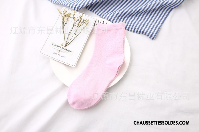 Chaussettes Mi Hautes Femme Style Chaud Chaussettes En Coton Coton Bio Fleurs Milieu Couleurs De Bonbons Rose