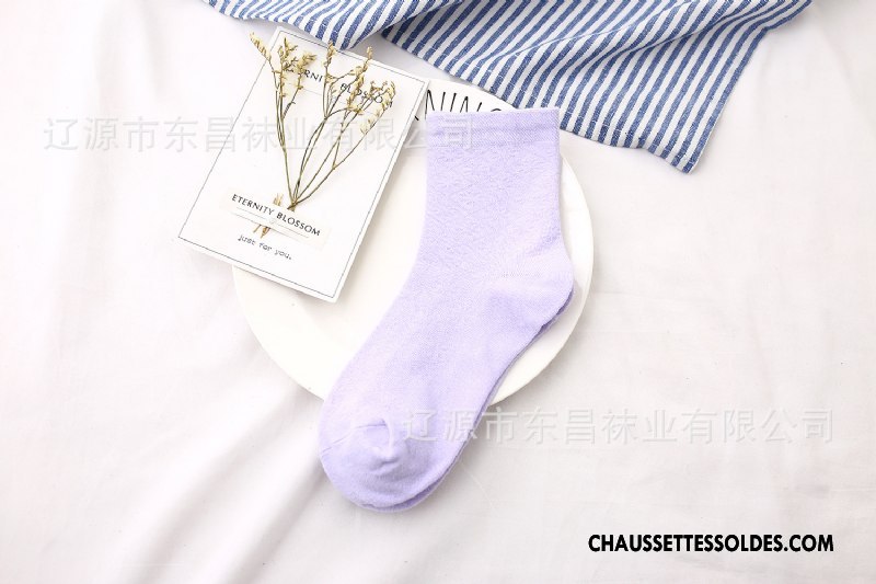 Chaussettes Mi Hautes Femme Style Chaud Chaussettes En Coton Coton Bio Fleurs Milieu Couleurs De Bonbons Rose