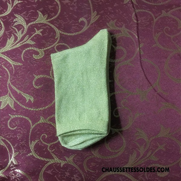 Chaussettes Mi Hautes Femme Style Chaud Dame Milieu Hiver L'automne Le Nouveau Vert Or Argent