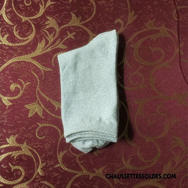 Chaussettes Mi Hautes Femme Style Chaud Dame Milieu Hiver L'automne Le Nouveau Vert Or Argent