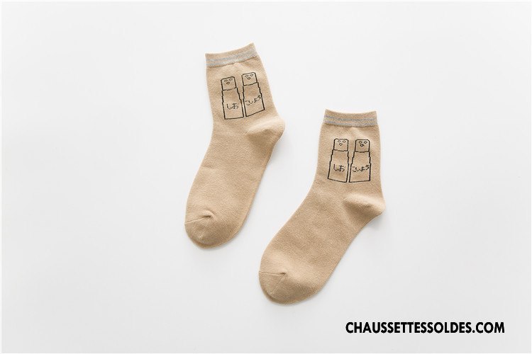 Chaussettes Mi Hautes Femme Style Chaud L'automne Milieu La Vie Le Nouveau 100% Coton Gris