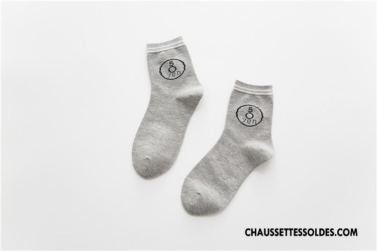 Chaussettes Mi Hautes Femme Style Chaud L'automne Milieu La Vie Le Nouveau 100% Coton Gris