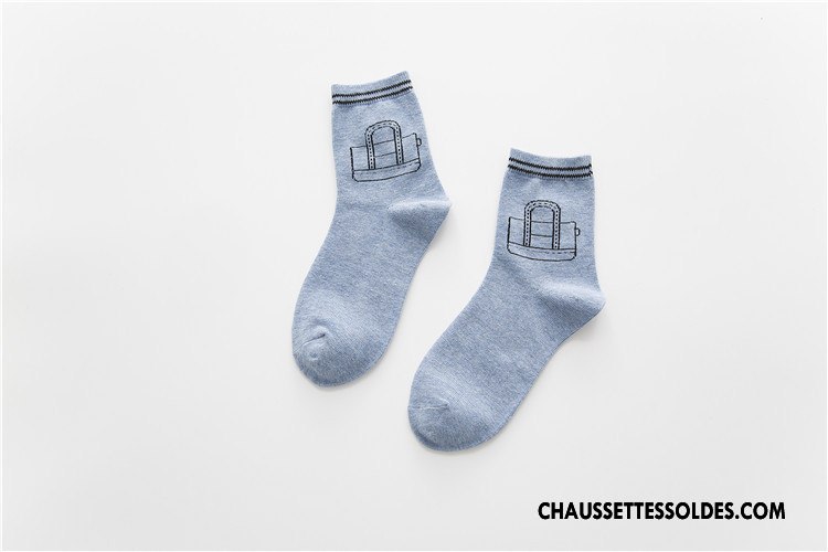 Chaussettes Mi Hautes Femme Style Chaud L'automne Milieu La Vie Le Nouveau 100% Coton Gris
