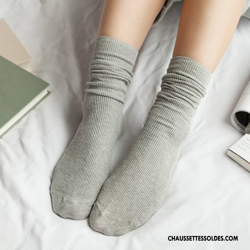 Chaussettes Mi Hautes Femme Style Chaud Rétro Hiver Milieu Le Nouveau Chaussettes En Coton Pure Vert
