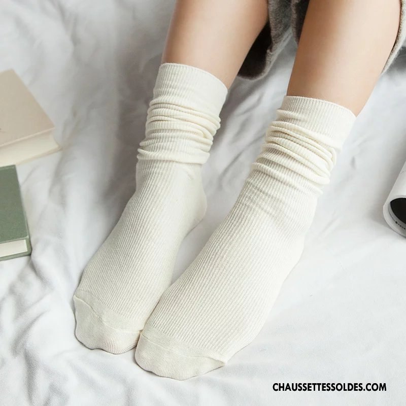 Chaussettes Mi Hautes Femme Style Chaud Rétro Hiver Milieu Le Nouveau Chaussettes En Coton Pure Vert