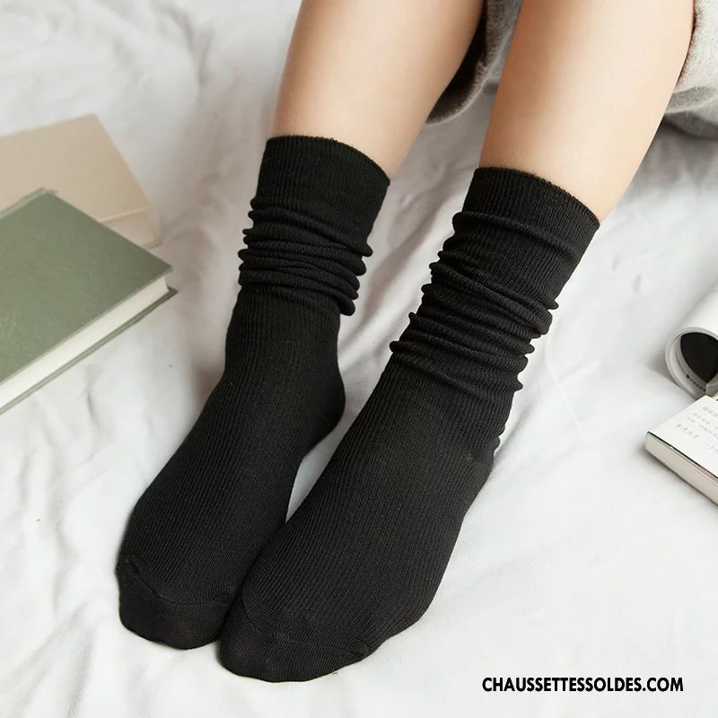 Chaussettes Mi Hautes Femme Style Chaud Rétro Hiver Milieu Le Nouveau Chaussettes En Coton Pure Vert