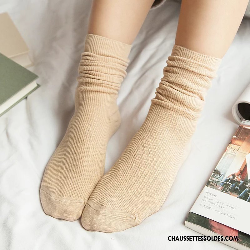 Chaussettes Mi Hautes Femme Style Chaud Rétro Hiver Milieu Le Nouveau Chaussettes En Coton Pure Vert