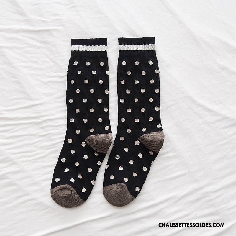 Chaussettes Mi Hautes Femme Style National Petit Rétro L'automne Hiver Chaussettes En Coton Bordeaux