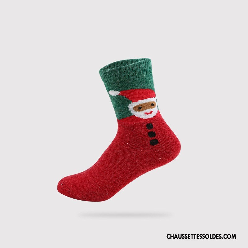 Chaussettes Mi Hautes Femme Thermiques Dessin Animé Dame Le Nouveau Noël L'automne Rouge