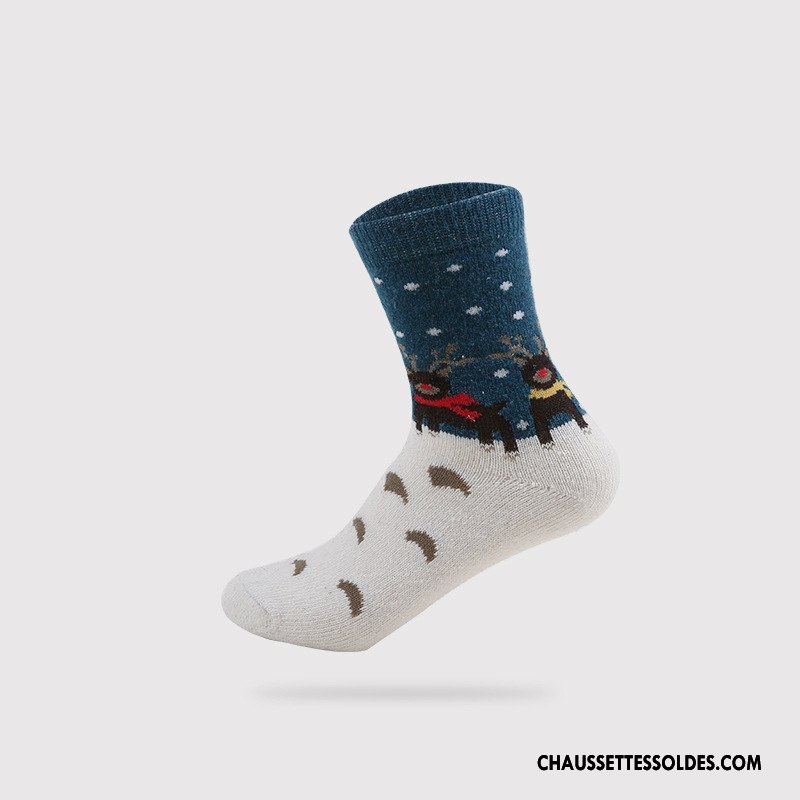 Chaussettes Mi Hautes Femme Thermiques Dessin Animé Dame Le Nouveau Noël L'automne Rouge