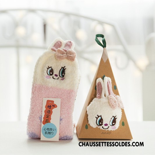 Chaussettes Mi Hautes Femme Thermiques Enfant Noël Dessin Animé Adulte Hiver Rose