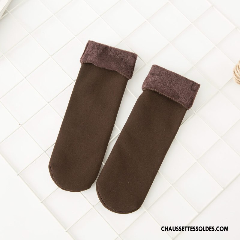 Chaussettes Mi Hautes Femme Thermiques Flambage Le Nouveau L'automne Plus De Velours Hiver Pure Vert