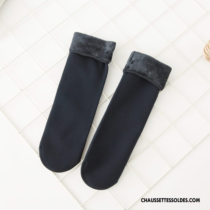 Chaussettes Mi Hautes Femme Thermiques Flambage Le Nouveau L'automne Plus De Velours Hiver Pure Vert