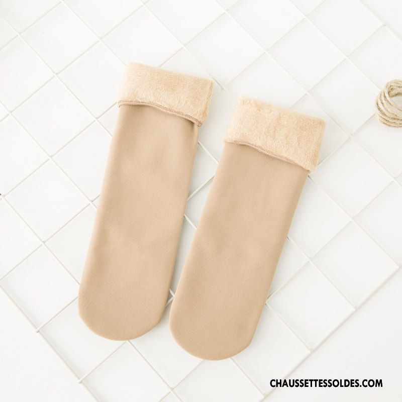 Chaussettes Mi Hautes Femme Thermiques Flambage Le Nouveau L'automne Plus De Velours Hiver Pure Vert