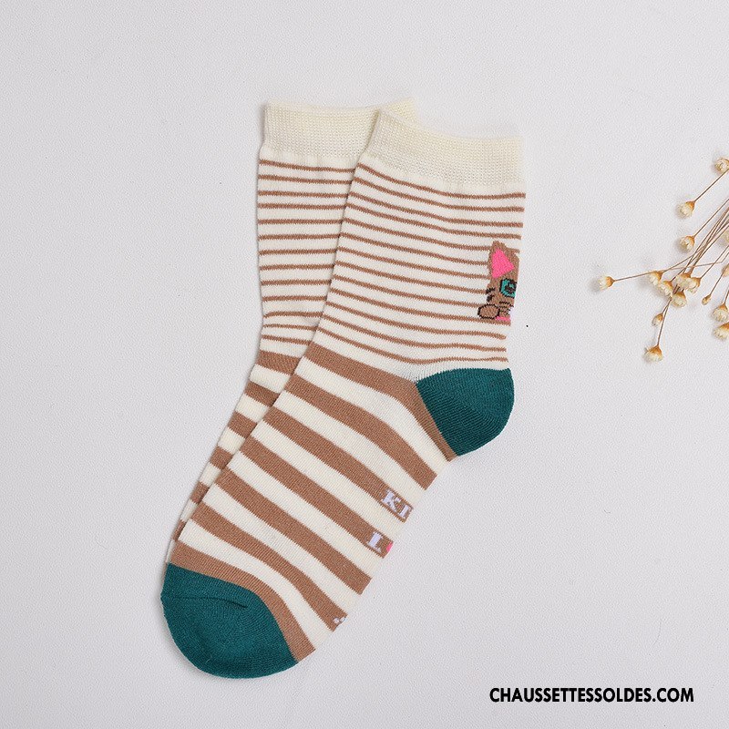 Chaussettes Mi Hautes Femme Thermiques Le Nouveau Chat Dame Dimensionnel Chaussettes En Coton Rouge