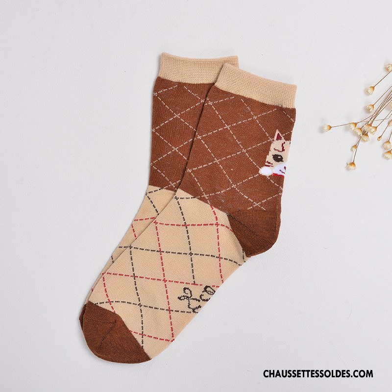 Chaussettes Mi Hautes Femme Thermiques Le Nouveau Chat Dame Dimensionnel Chaussettes En Coton Rouge