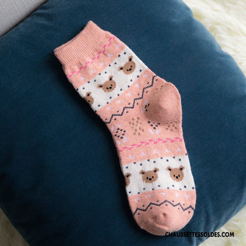 Chaussettes Mi Hautes Femme Thermiques Renforcé Lapin Des Chaussettes En Laine Modèle Ours Blanc