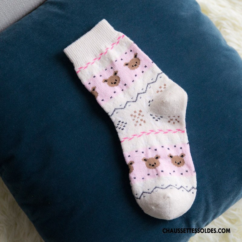 Chaussettes Mi Hautes Femme Thermiques Renforcé Lapin Des Chaussettes En Laine Modèle Ours Blanc
