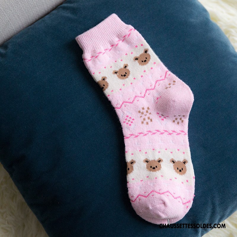 Chaussettes Mi Hautes Femme Thermiques Renforcé Lapin Des Chaussettes En Laine Modèle Ours Blanc