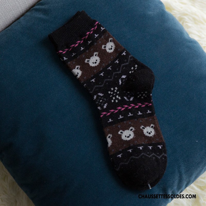 Chaussettes Mi Hautes Femme Thermiques Renforcé Lapin Des Chaussettes En Laine Modèle Ours Blanc