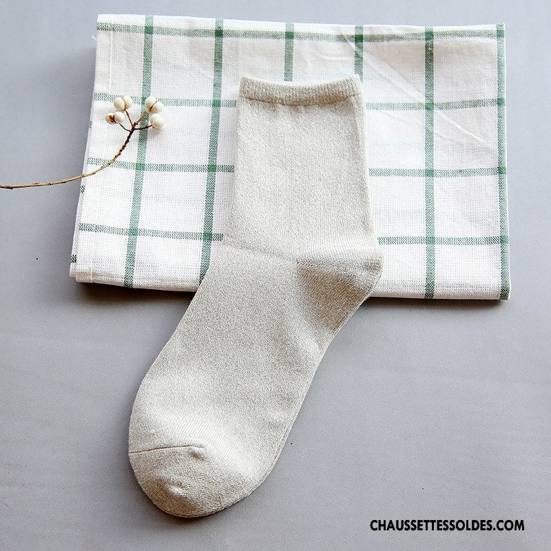 Chaussettes Mi Hautes Femme Tous Les Assortis Milieu L'automne Chaussettes En Coton Classique Hiver Pure Bleu