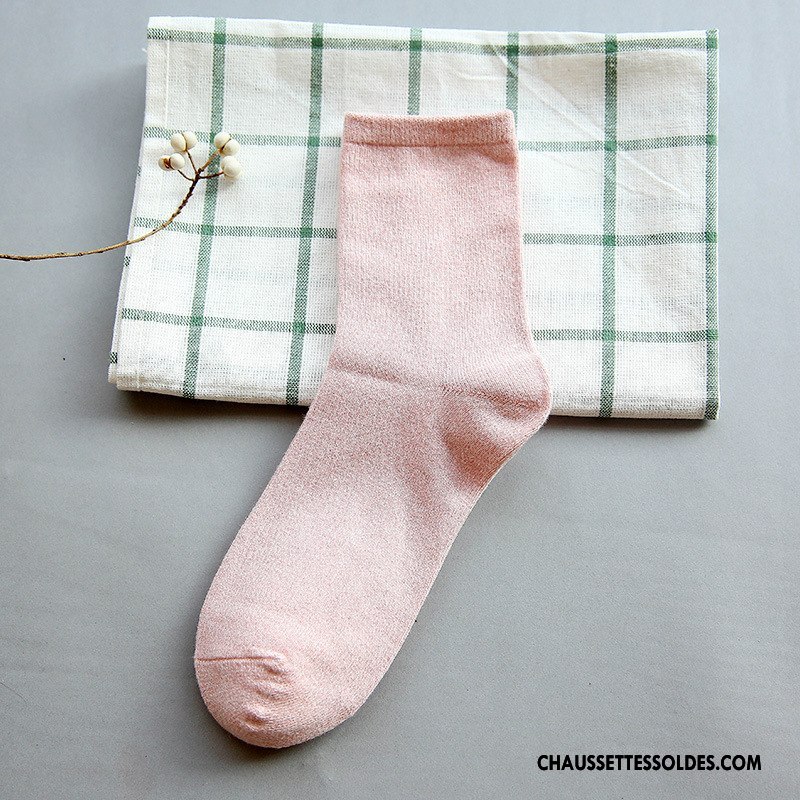 Chaussettes Mi Hautes Femme Tous Les Assortis Milieu L'automne Chaussettes En Coton Classique Hiver Pure Bleu