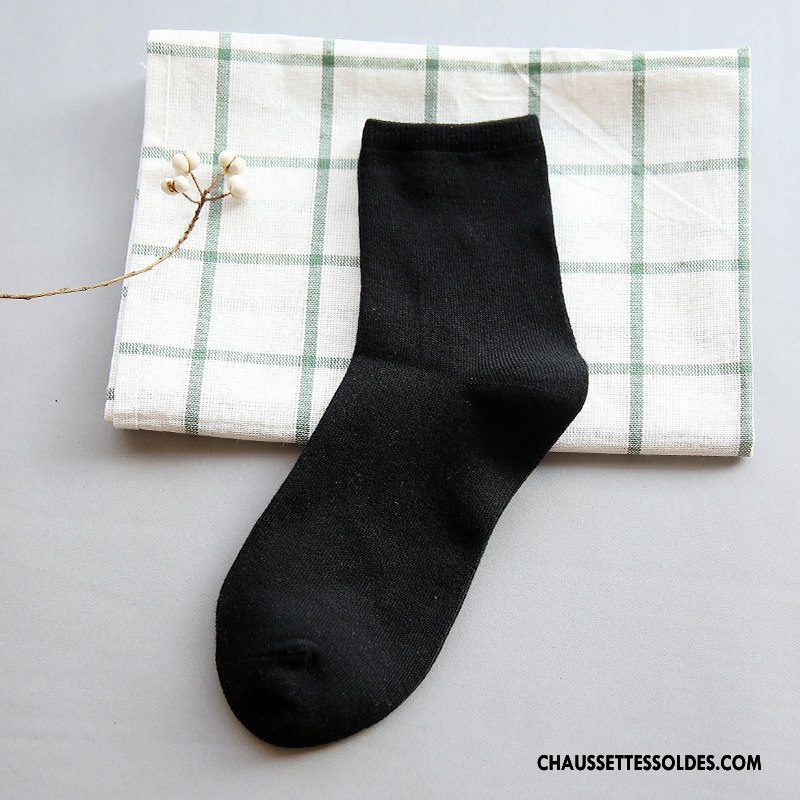 Chaussettes Mi Hautes Femme Tous Les Assortis Milieu L'automne Chaussettes En Coton Classique Hiver Pure Bleu