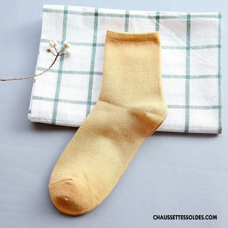 Chaussettes Mi Hautes Femme Tous Les Assortis Milieu L'automne Chaussettes En Coton Classique Hiver Pure Bleu