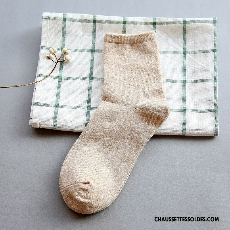 Chaussettes Mi Hautes Femme Tous Les Assortis Milieu L'automne Chaussettes En Coton Classique Hiver Pure Bleu