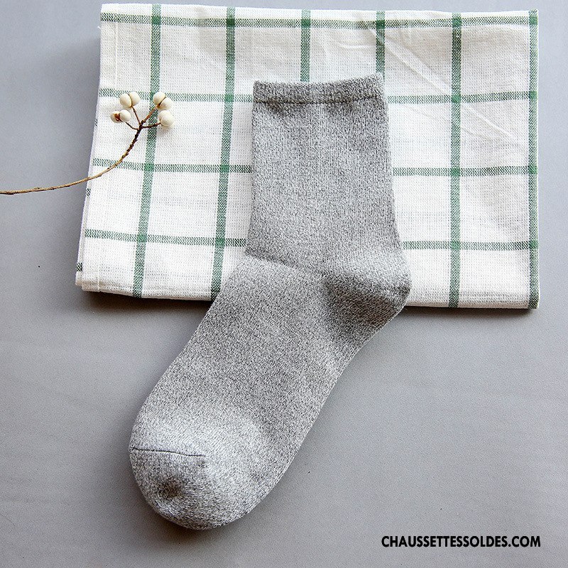 Chaussettes Mi Hautes Femme Tous Les Assortis Milieu L'automne Chaussettes En Coton Classique Hiver Pure Bleu