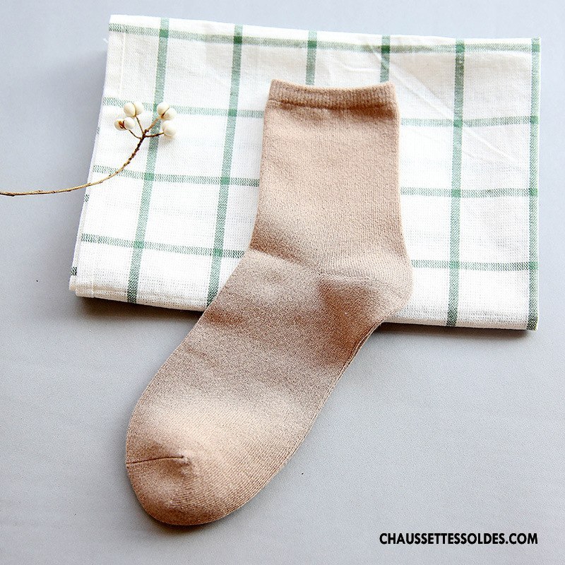 Chaussettes Mi Hautes Femme Tous Les Assortis Milieu L'automne Chaussettes En Coton Classique Hiver Pure Bleu