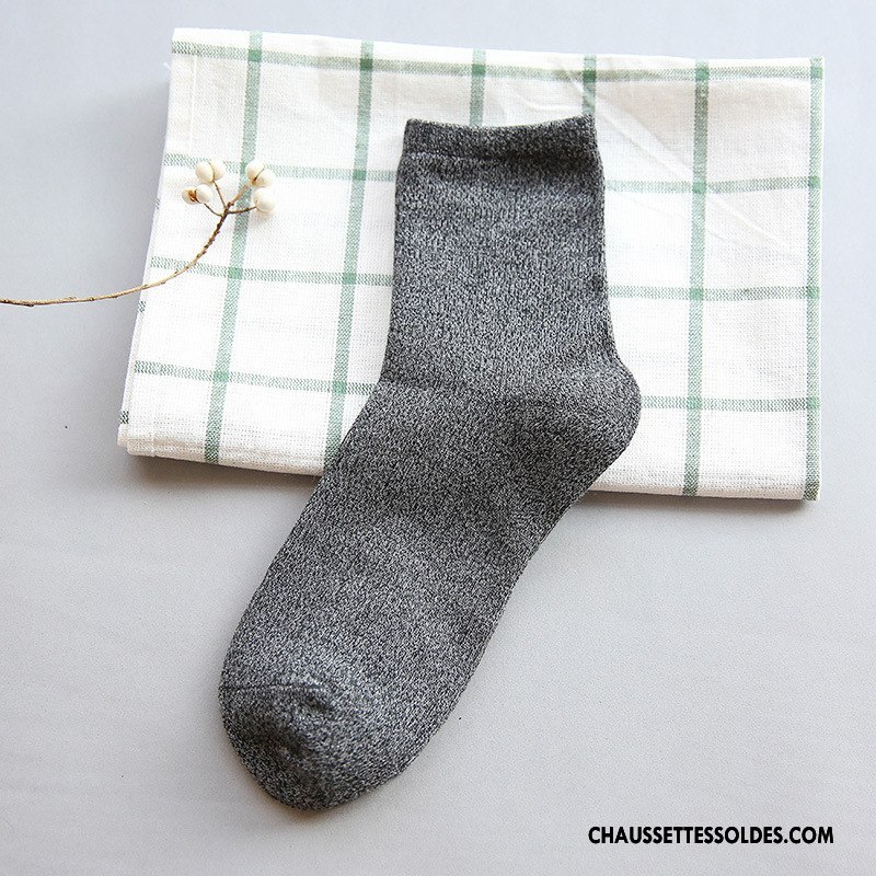 Chaussettes Mi Hautes Femme Tous Les Assortis Milieu L'automne Chaussettes En Coton Classique Hiver Pure Bleu