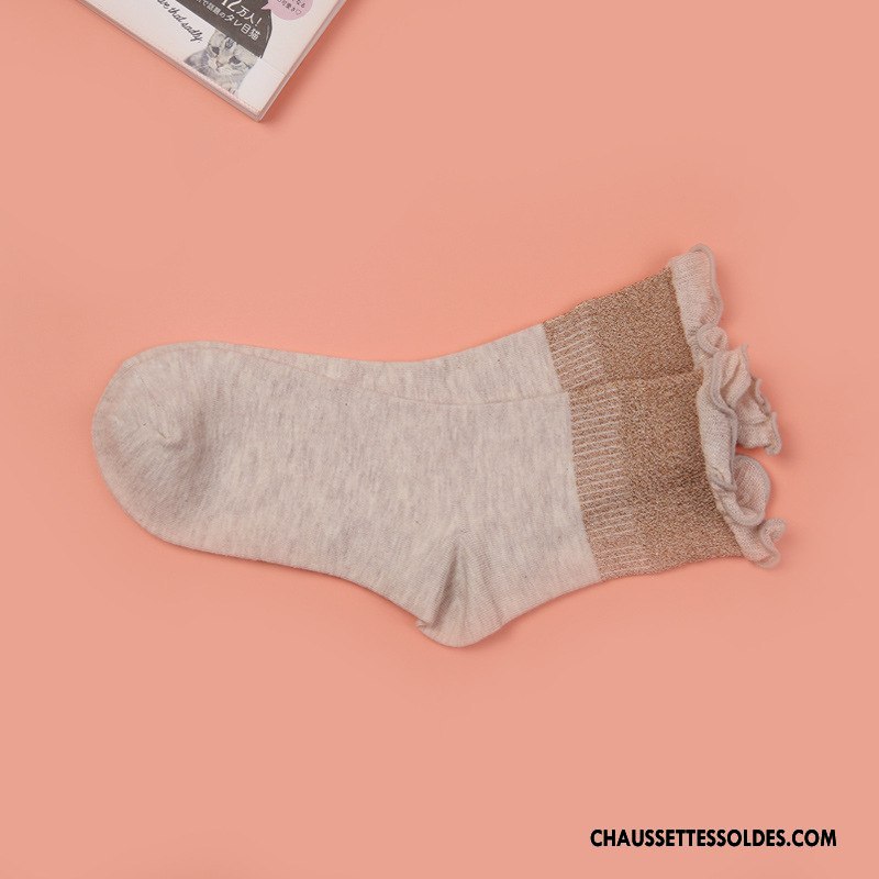 Chaussettes Mi Hautes Femme Toutes Les Saisons 100% Coton Respirant Absorber La Sueur Rétro Milieu Pure Blanc