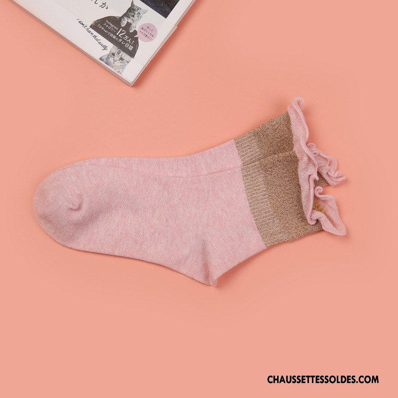 Chaussettes Mi Hautes Femme Toutes Les Saisons 100% Coton Respirant Absorber La Sueur Rétro Milieu Pure Blanc