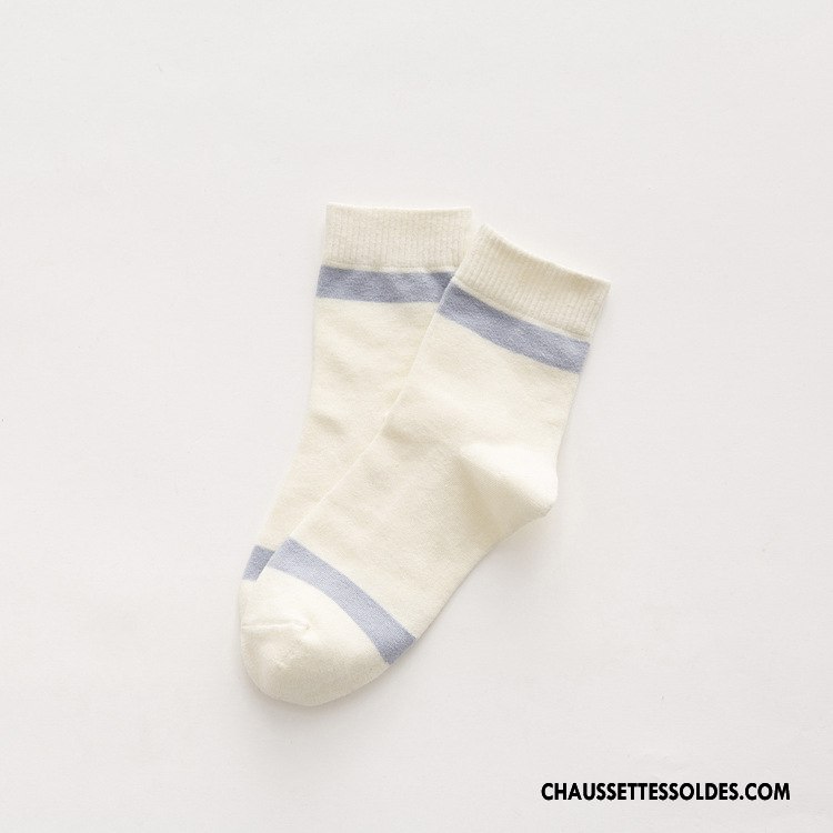 Chaussettes Mi Hautes Femme Vent D'université Haute Qualité 100% Coton Élève Mouvement Blanc