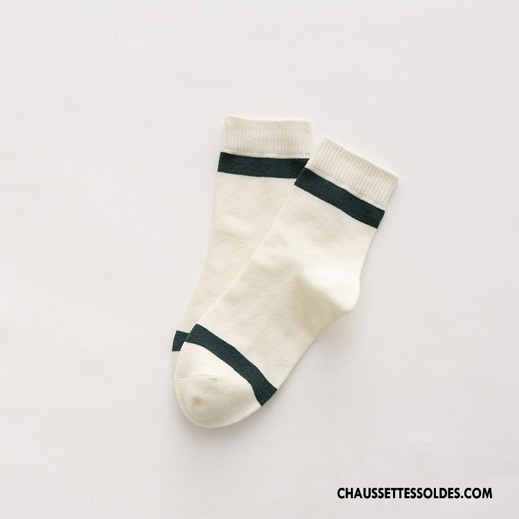Chaussettes Mi Hautes Femme Vent D'université Haute Qualité 100% Coton Élève Mouvement Blanc