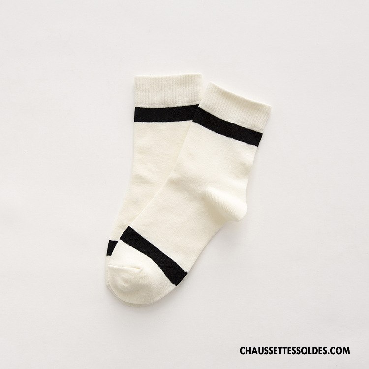 Chaussettes Mi Hautes Femme Vent D'université Haute Qualité 100% Coton Élève Mouvement Blanc