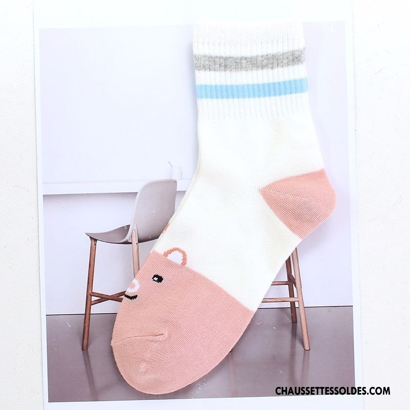 Chaussettes Mi Hautes Femme Vent D'université Le Nouveau 100% Coton Milieu Dame Blanc