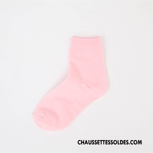 Chaussettes Mi Hautes Femme Vent D'université Mouvement Dame 100% Coton Plaine Chaussette Courte Pure Rose